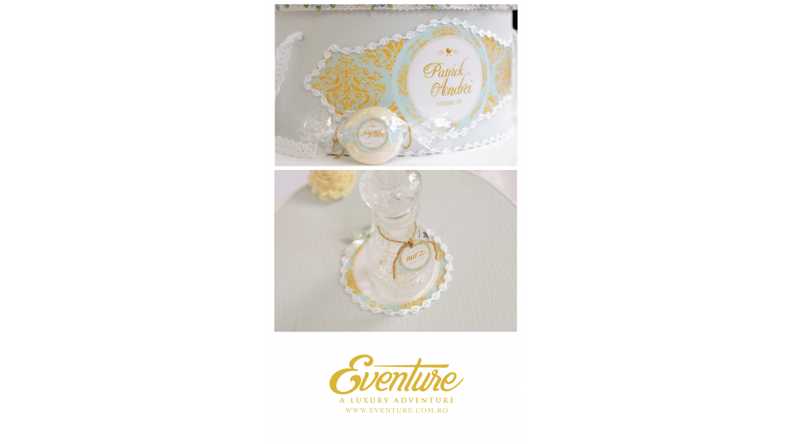 Trusou de botez cu broderie personalizata pentru baieti, Gold & Mint 5